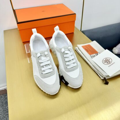 Hermes Spring and Summer Classic Couples British White, Gray and Black Colorblock Sports Casual Shoes - Image 2