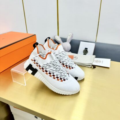 Hermès Spring and Summer Classic Couple Style British White, Orange and Black Colorblock Sports Casual Shoes - Image 2