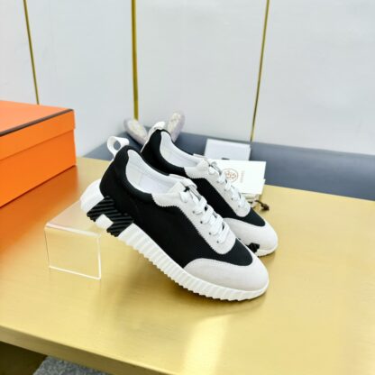 Hermès Spring and Summer Classic Couples British Black and Gray Colorblock Sports Casual Shoes - Image 2