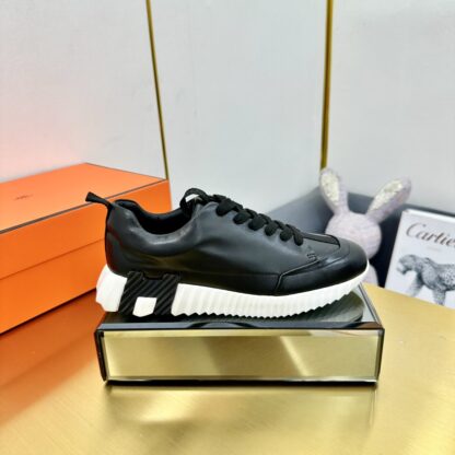 Hermès Spring and Summer Black and White Couple Classic Sports Casual Shoes - Image 2