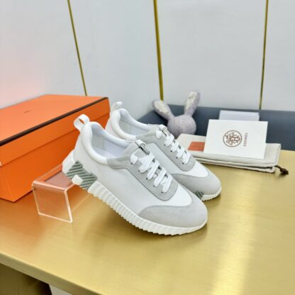 Hermès Spring and Summer White and Gray Colorblock Couple Classic Sports Casual Shoes - Image 2