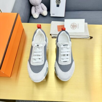 Hermès Spring and Summer Gray and Red Colorblock Couple Classic Sports Casual Shoes - Image 2