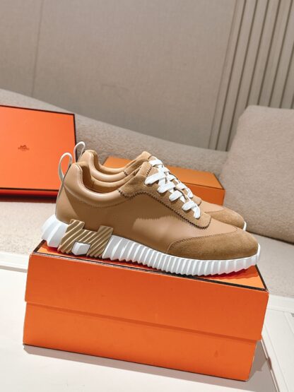 Hermes classic couple light brown comfortable casual sports shoes - Image 2