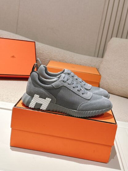 Hermes classic couple style dark gray comfortable casual sports dad shoes - Image 2