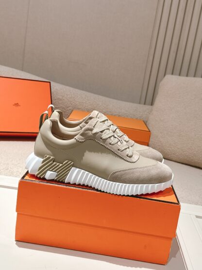 Hermes classic couple style gray brown comfortable casual sports dad shoes - Image 2