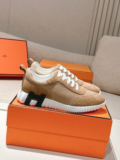 Hermes classic couple style apricot color comfortable casual sports dad shoes - Image 2