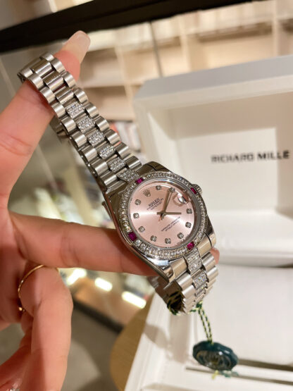 Rolex Log Series Classic Women's Model Solid Core Three-Bead Steel Strap - Image 2
