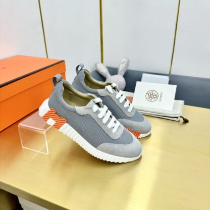 Hermès Spring and Summer Gray and Orange Colorblock Couple Classic Sports Casual Shoes - Image 2