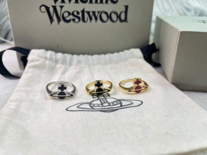 Vivienne Westwood Black Lacquer Saturn Ring - Image 2