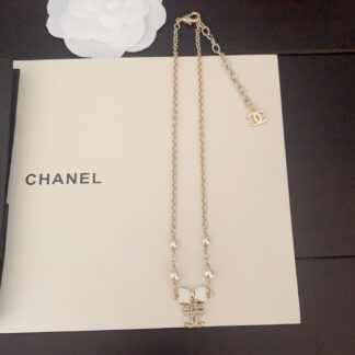 Chanel White Bow Necklace