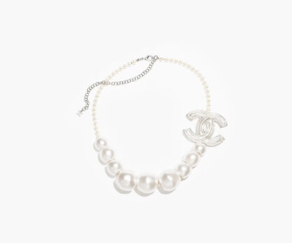 Chanel White Large Pearl Double C Necklace - Image 2