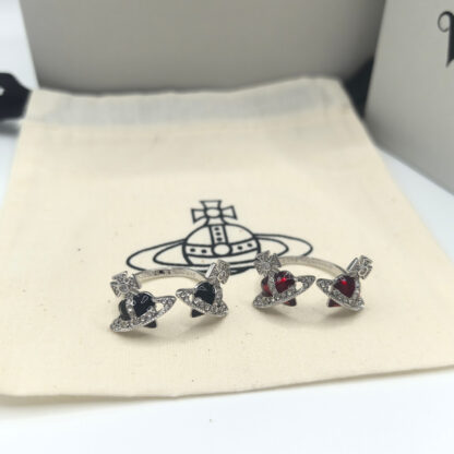 Vivienne Westwood Double Heart Saturn Open Ring - Image 2