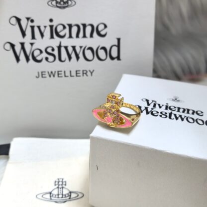Vivienne Westwood five-pointed star pink and white glue ring - Image 2