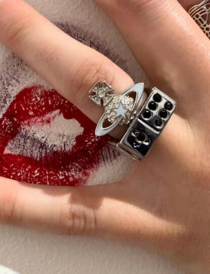 Vivienne Westwood five-pointed star full diamond Saturn ring - Image 2