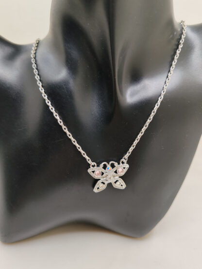 Chanel Pink Diamond White Gold Butterfly Necklace - Image 3
