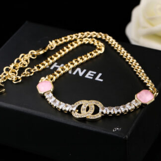 Chanel Pink Diamond Necklace Clavicle Chain