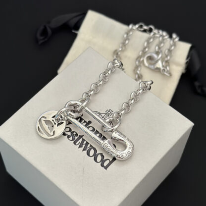Vivienne Westwood safety pin smiley face necklace - Image 2