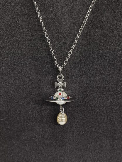 Vivienne Westwood earrings colored diamonds Baroque pearl chain - Image 2