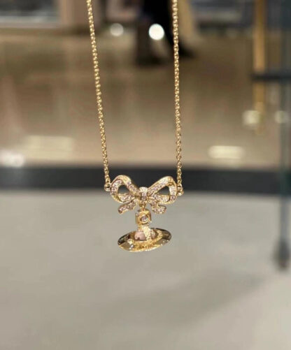 Vivienne Westwood bow necklace with diamonds and crystals - Image 2