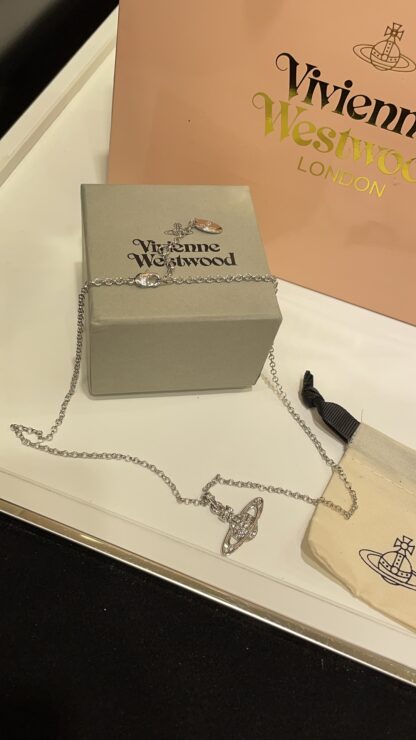 Vivienne Westwood classic full diamond Saturn pendant necklace - Image 2