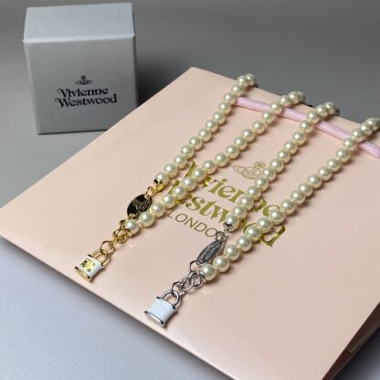 Vivienne Westwood lock pearl necklace - Image 2