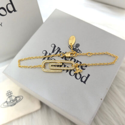 Vivienne Westwood Zircon Paperclip Saturn Bracelet - Image 2