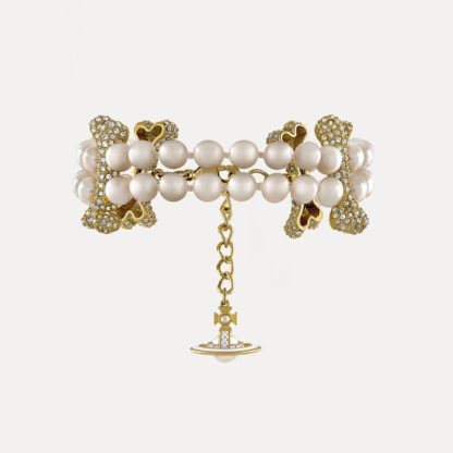 Vivienne Westwood Bone Double Row Pearl Bracelet - Image 2