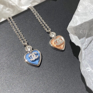 Chanel blue heart necklace