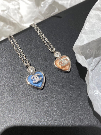 Chanel blue heart necklace