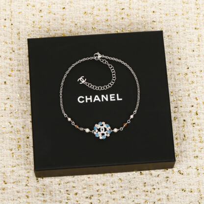 Chanel blue heart flower double c necklace - Image 2