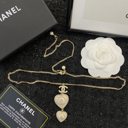 Chanel Diamond Double Heart Necklace