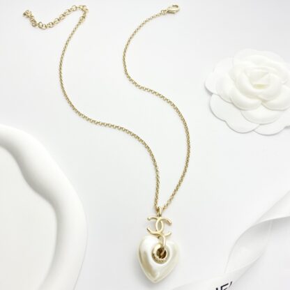 Chanel Creamy White Heart Necklace - Image 3
