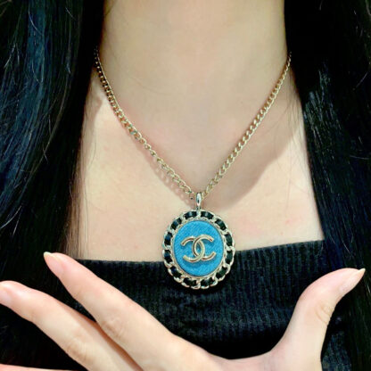 Chanel Denim Blue Double C Necklace - Image 3