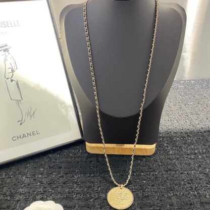 Chanel leather chain metal medal necklace - Image 3