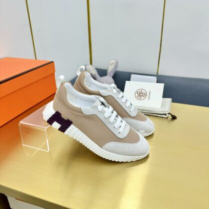 Hermès Spring and Summer Couple's Grey Apricot Colorblocking Sports Casual Shoes - Image 2
