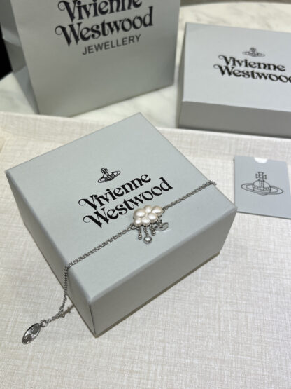Vivienne Westwood Pearl Cloud Small Saturn Charm Bracelet - Image 2