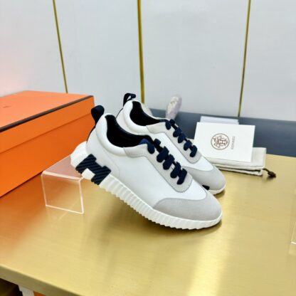 Hermes Spring and Summer Couple's White, Gray and Blue Color Matching Sports Casual Shoes - Image 2
