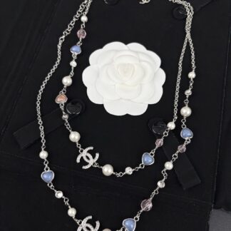 Chanel Transparent Rose Quartz Diamond Necklace