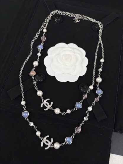 Chanel Transparent Rose Quartz Diamond Necklace