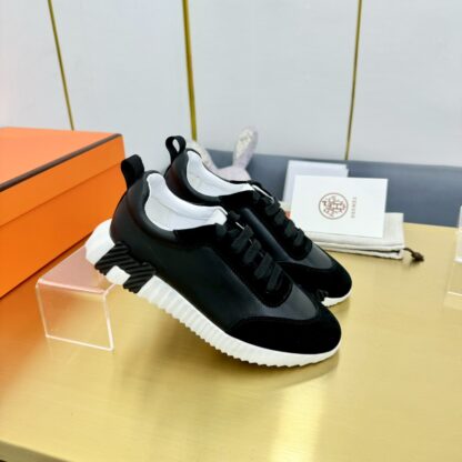 Hermès Spring and Summer Couple's Black and White Color Matching Sports Casual Shoes - Image 2