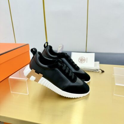 Hermes Spring and Summer Couple's Black and White Apricot Color Matching Sports Casual Shoes - Image 2