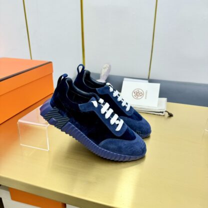 Hermès Spring and Summer Couple's Blue and Black Color Matching Sports Casual Shoes - Image 2