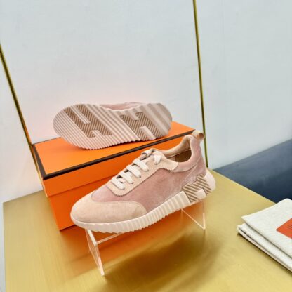 Hermès Spring and Summer Couple's Pink Apricot Color Matching Sports Casual Shoes - Image 2