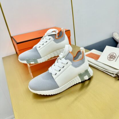 Hermes Spring and Summer Couples White and Gray Colorblock Breathable and Durable Sports Casual Shoes - Image 2