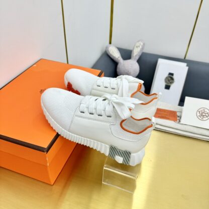 Hermes Spring and Summer Couples White and Orange Colorblock Breathable and Durable Sports Casual Shoes - Image 2