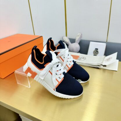 Hermès Spring and Summer Couples Blue and Orange Colorblock Breathable and Durable Sports Casual Shoes - Image 2