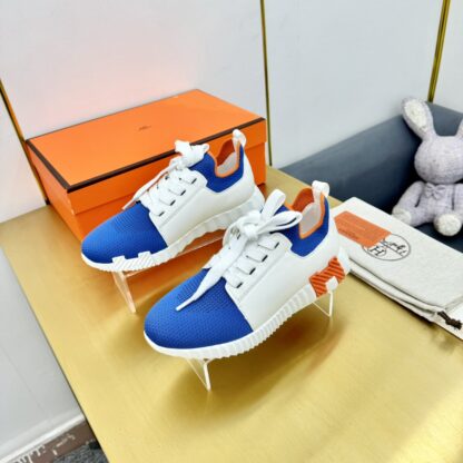 Hermes Spring and Summer Couples White, Blue and Orange Colorblock Breathable and Durable Sports Casual Shoes - Image 2
