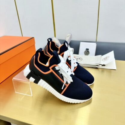 Hermes Spring and Summer Couple's Black, Orange and White Colorblock Breathable and Durable Sports Casual Shoes - Image 2