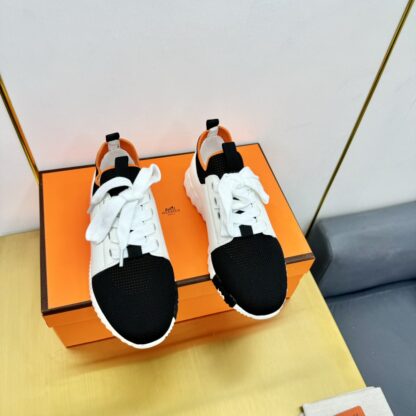 Hermes Spring and Summer Couple's Black, White and Orange Colorblock Breathable and Durable Sports Casual Shoes - Image 2