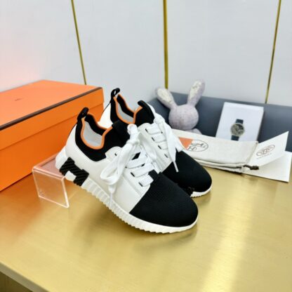 Hermes Spring and Summer Couples British Black and White Color Matching Breathable and Durable Sports Casual Shoes - Image 2
